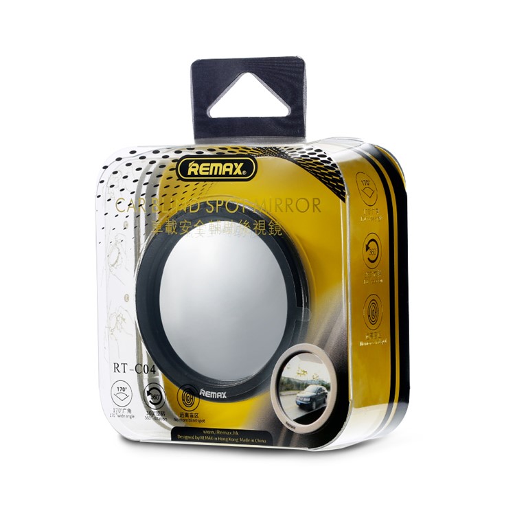 REMAX RT-C04 Car Safety Assistant Rear View Mirror Rotary Back View Mirror - Black-8