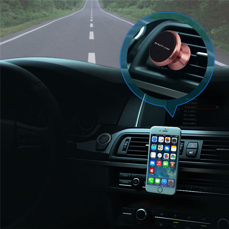 BEAUTY-CAR Universal Magnetic Car Air Vent Mount Phone Holder for iPhone 7 / 7 Plus Etc. - Rose Gold / Black-1