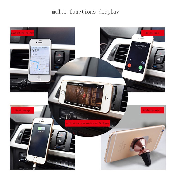 BEAUTY-CAR Universal Magnetic Car Air Vent Mount Phone Holder for iPhone 7 / 7 Plus Etc. - Rose Gold / Black-11