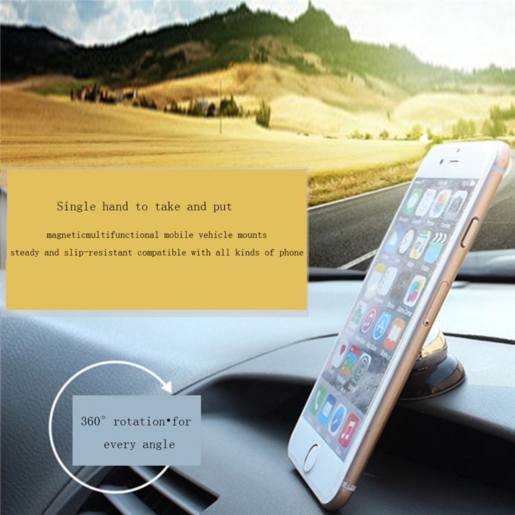 Mini Universal 360-Degree Rotary Magnetic Car Mount Kit for iPhone Samsung Phones - Silver-1