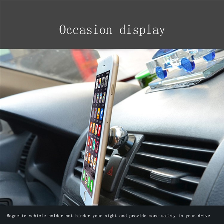 Mini Universal 360-Degree Rotary Magnetic Car Mount Kit for iPhone Samsung Phones - Silver-2