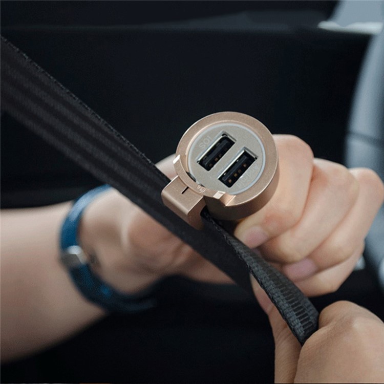ZUOQI 2 Ports USB Metal Car Charger + Tungsten Steel Safety Hammer + Seat Belt Cutter-11