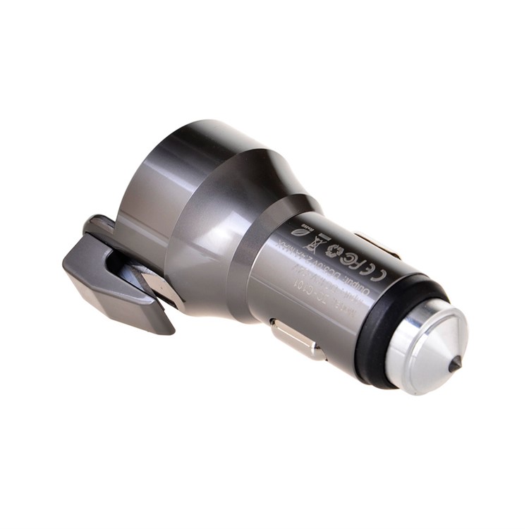ZUOQI 2 Ports USB Metal Car Charger + Tungsten Steel Safety Hammer + Seat Belt Cutter-2