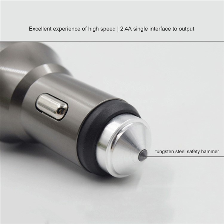 ZUOQI 2 Ports USB Metal Car Charger + Tungsten Steel Safety Hammer + Seat Belt Cutter-9