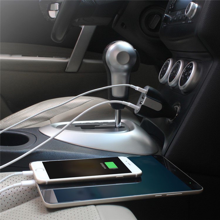 QC 3.0 Quick Charge 3-USB + Type-C port Car Charger for Phones and Tablets - White-10