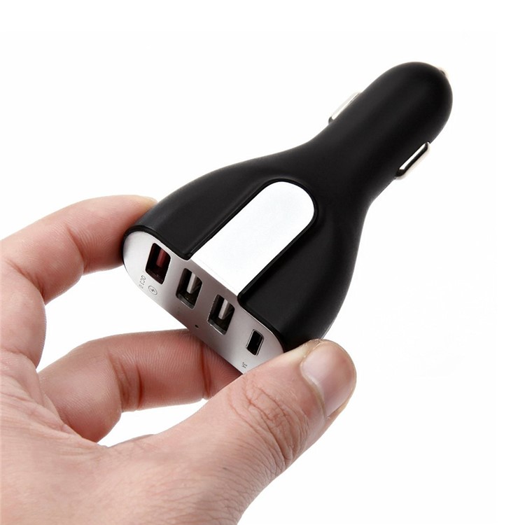 QC 3.0 Quick Charge 3-USB + Type-C port Car Charger for Phones and Tablets - White-4