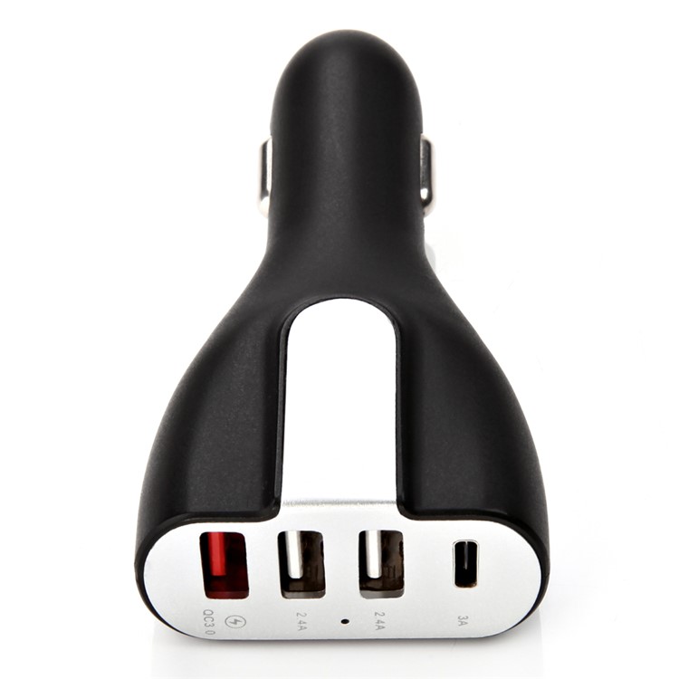 QC 3.0 Quick Charge 3-USB + Type-C port Car Charger for Phones and Tablets - White-6