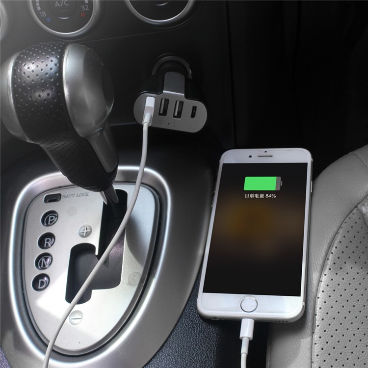 QC 3.0 Quick Charge 3-USB + Type-C port Car Charger for Phones and Tablets - White-9