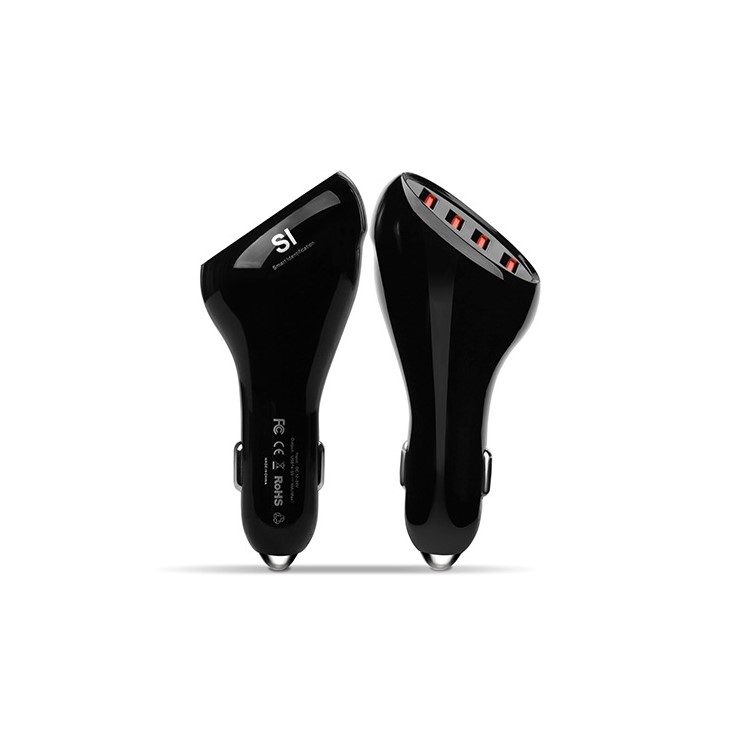 5V 10A 4-USB Port Portable Car Charger with Max. 2.5A Output for iPhone iPad Samsung Etc - Black-5