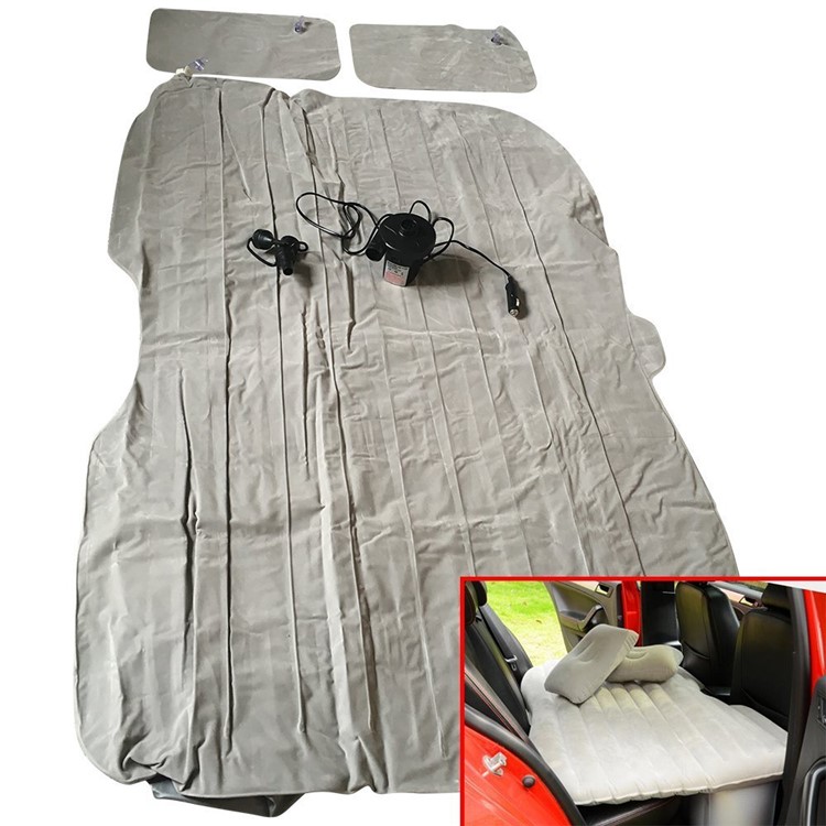 Car Travel Inflatable Mattress Air Bed Cushion Camping SUV Extended Air Couch with Two Pillows - Black-10