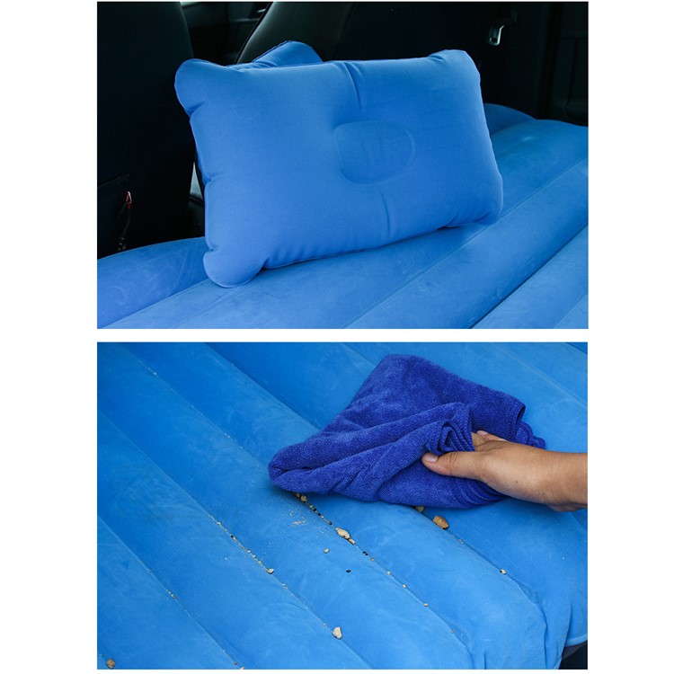 Multifunctional Inflatable Car Mattres Travel Air Bed Camping Car Back Seat with Two Pillows - Blue-15