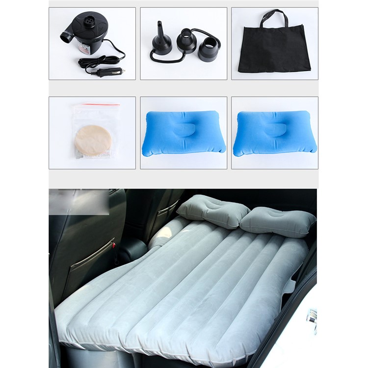 Multifunctional Inflatable Car Mattres Travel Air Bed Camping Car Back Seat with Two Pillows - Blue-16
