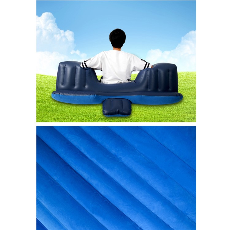Multifunctional Inflatable Car Mattres Travel Air Bed Camping Car Back Seat with Two Pillows - Blue-17