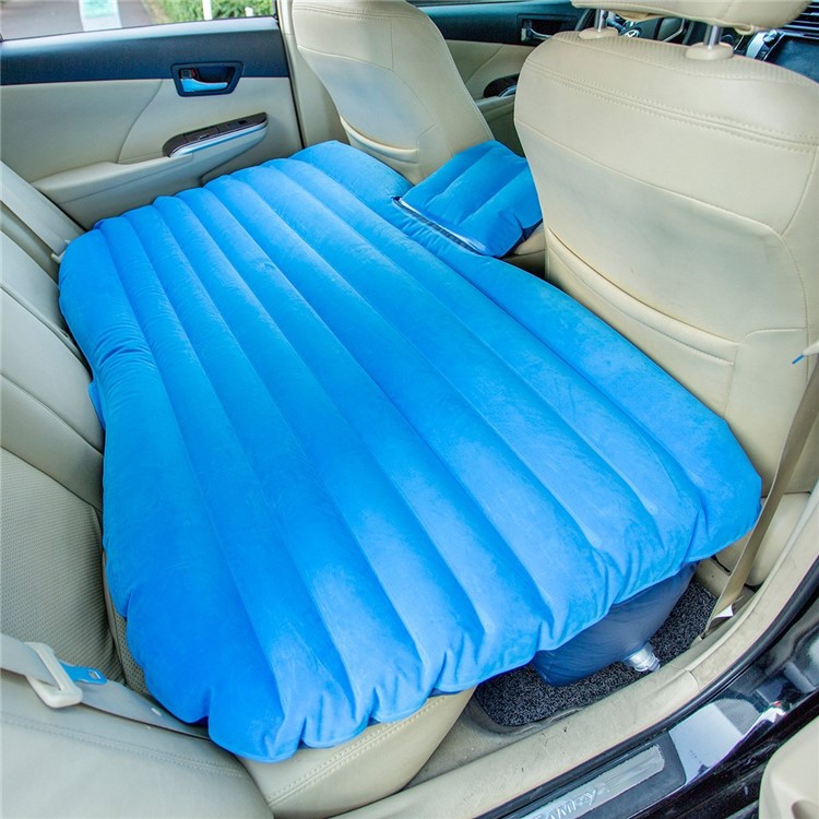 Multifunctional Inflatable Car Mattres Travel Air Bed Camping Car Back Seat with Two Pillows - Blue-2
