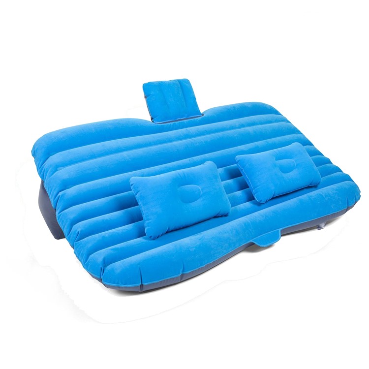 Multifunctional Inflatable Car Mattres Travel Air Bed Camping Car Back Seat with Two Pillows - Blue-4