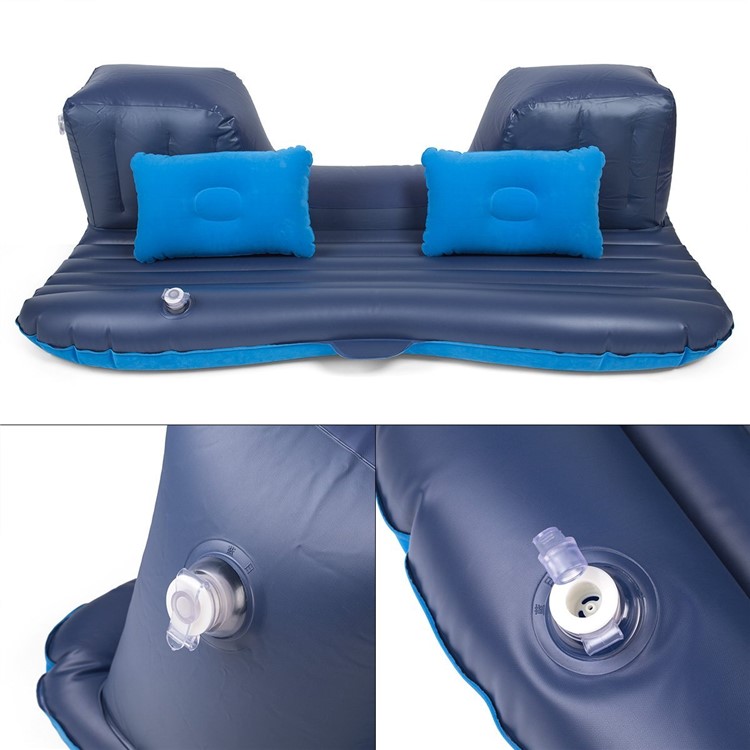 Multifunctional Inflatable Car Mattres Travel Air Bed Camping Car Back Seat with Two Pillows - Blue-9
