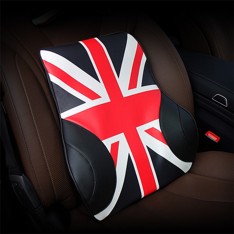 UK Flag Memory Foam Auto Car Seat Cushion Lumbar Pillow Back Waist Support - Red / Black-4
