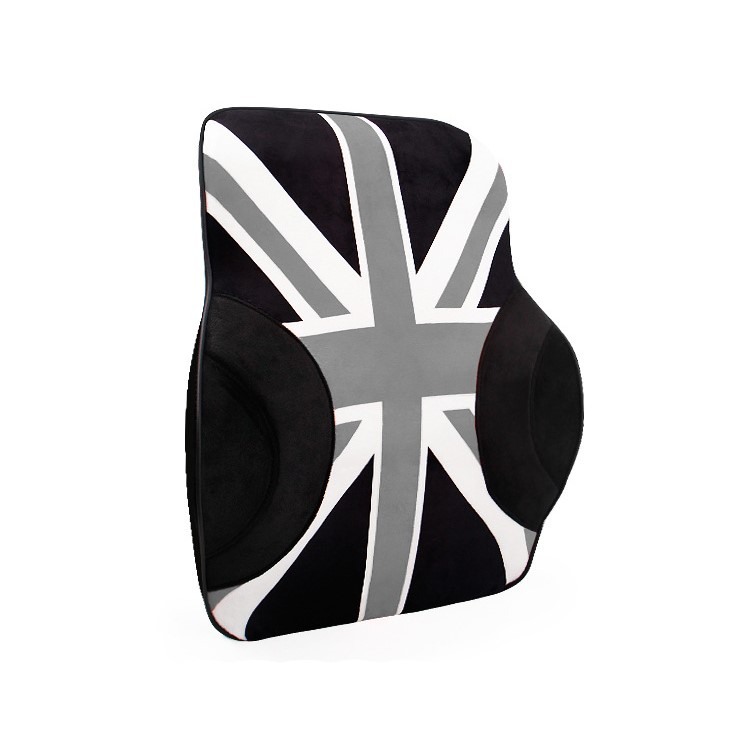 UK Flag Pattern Memory Foam Car Auto Chair Seat Back Cushion - Grey / Black-2