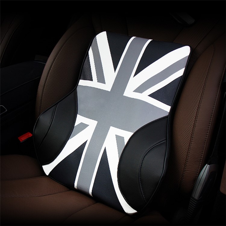 UK Flag Pattern Memory Foam Car Auto Chair Seat Back Cushion - Grey / Black-4