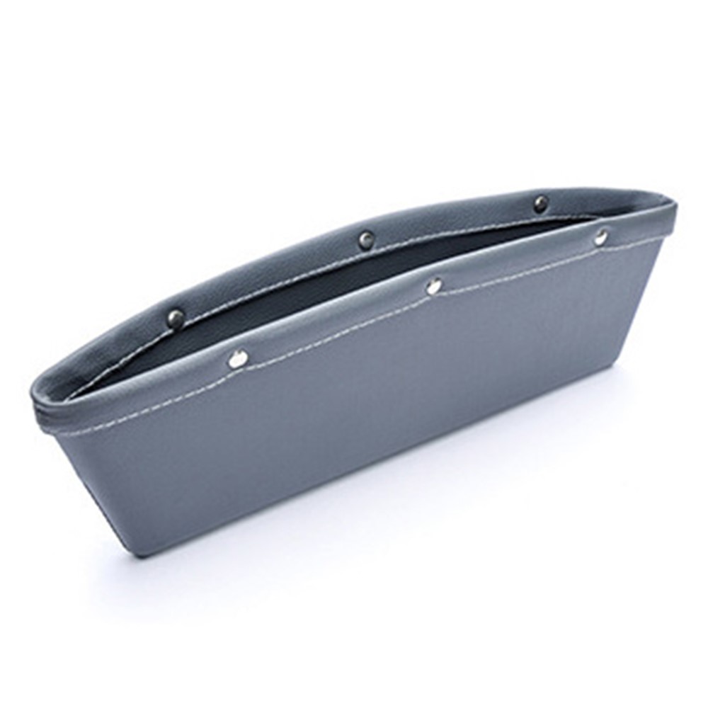2Pcs/Set Car Seat Side Gap Leather Organizer Pocket for Wallet, Phones, Maps, Cash etc. - Grey-1