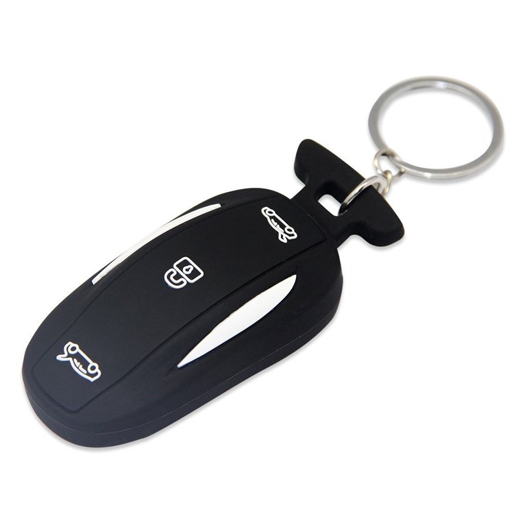 Car Remote Key Case Holder Key Chain for Tesla Model X / Model S Key - Black-3