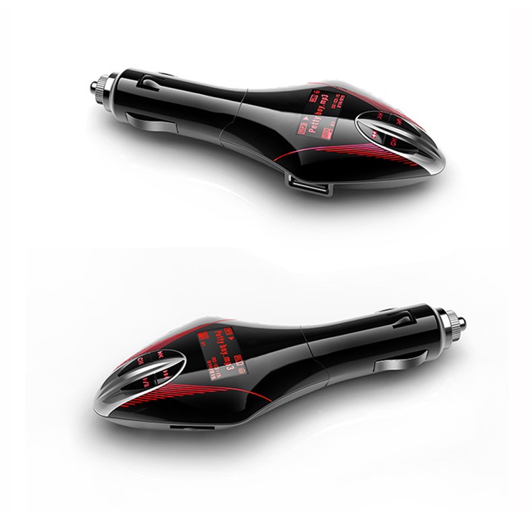 658 Bullet Shape Car MP3 Player FM Transmitter FM Radio Hands-free Car Kit with Remote Controller - Red-2
