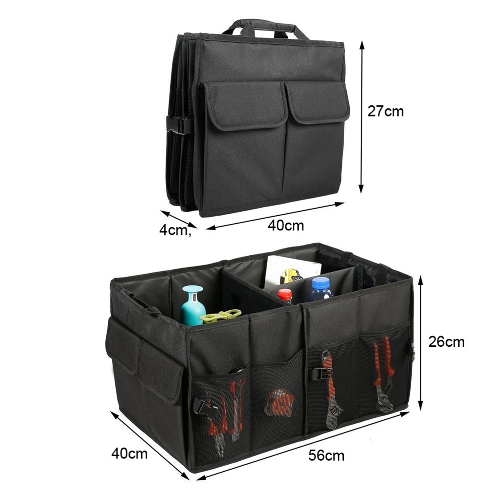 Organizador De Almacenamiento De Tronco Plegable Plegado Multiuso Caja De Almacenamiento Del Tronco Del Coche - Negro-2