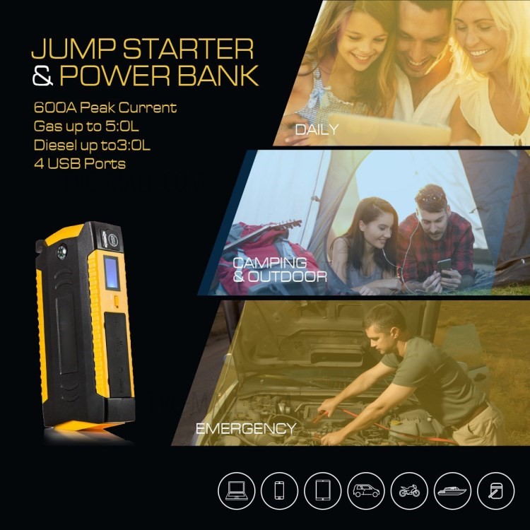Multi-functional 12V 18000mAh Emergency Car Jump Starter USB Mobile Phone Battery Charger - EU Plug-2