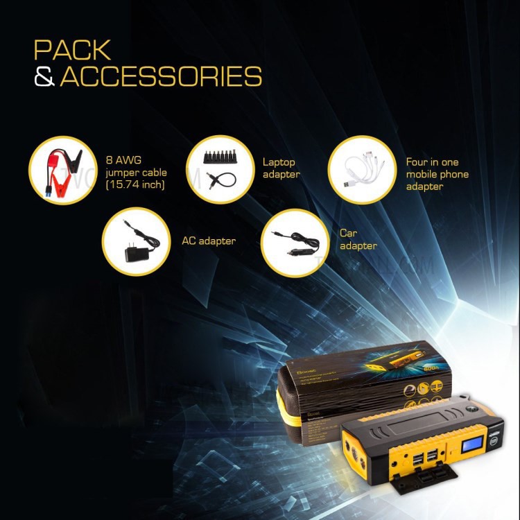 Multi-functional 12V 18000mAh Emergency Car Jump Starter USB Mobile Phone Battery Charger - EU Plug-4