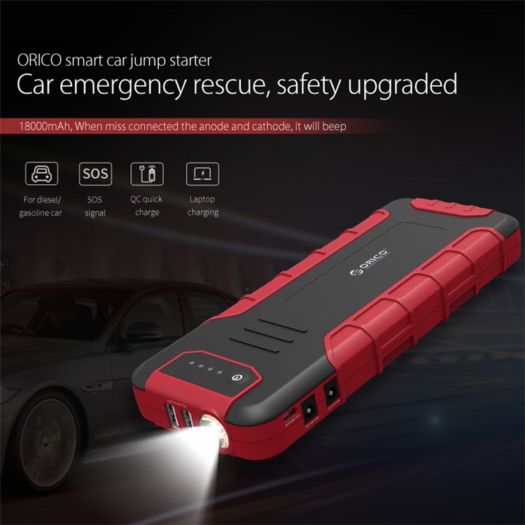 ORICO CS3-BK 18000mAh Portable Car Jump Starter Multi-function Booster Power Bank - Black-1