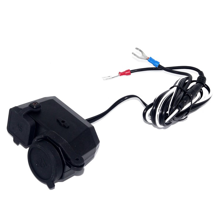 MC202 Waterproof Motorcycle 12V GPS Cigarette Lighter Dual USB Power Socket Charger-2