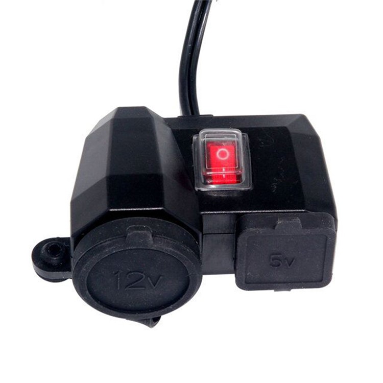 MC202 Waterproof Motorcycle 12V GPS Cigarette Lighter Dual USB Power Socket Charger-4