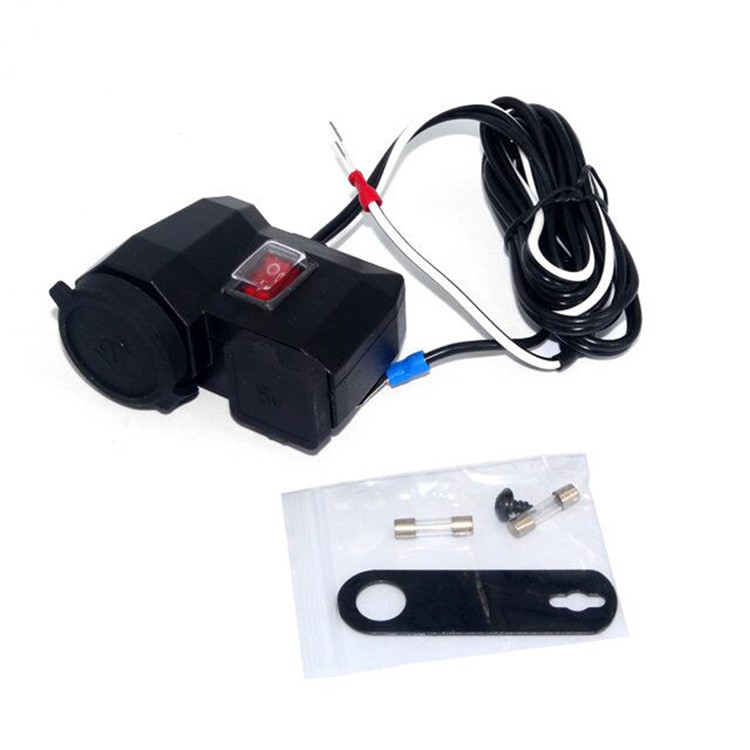 MC202 Waterproof Motorcycle 12V GPS Cigarette Lighter Dual USB Power Socket Charger-5