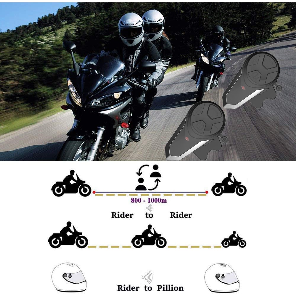 Waterproof IPX6 Motorcycle Helmet Bluetooth Intercom BT-S3 1000m Motorcycle BT Interphone Headset W / FM Radios Supporting 5 Languages-6