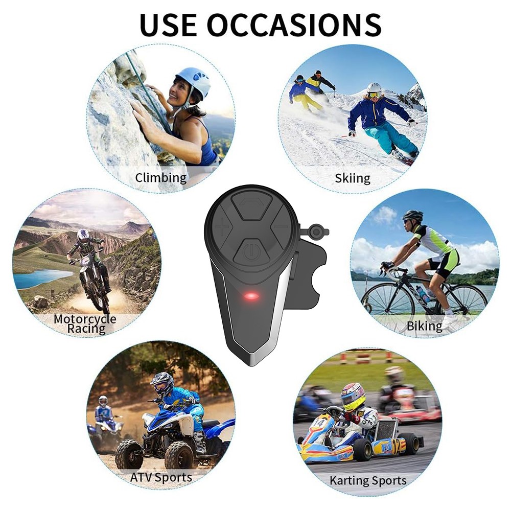 Waterproof IPX6 Motorcycle Helmet Bluetooth Intercom BT-S3 1000m Motorcycle BT Interphone Headset W / FM Radios Supporting 5 Languages-7