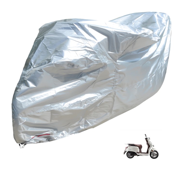 Oxford Cloth Waterproof Motorcycle Cover Moped Scooter Cover Rain UV Dust Protective Dustproof Covering - Size: L / Silver-1