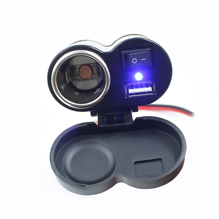12V Motorcycle Waterproof USB Cigarette Lighter Charger Power Socket with LED Indicator-4