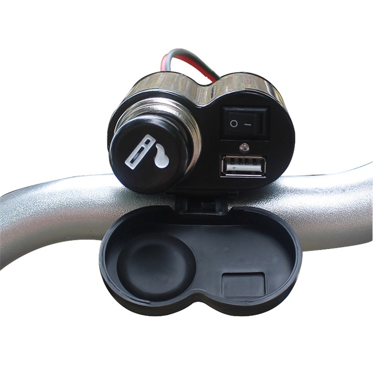 12V Motorcycle Waterproof USB Cigarette Lighter Charger Power Socket with LED Indicator-7