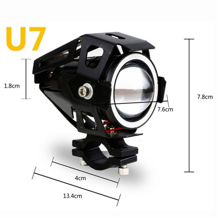 U7 Motorcycle Headlight Angel Eyes Light 125W CREE LED Fog Spotlight + Switch - Blue-12