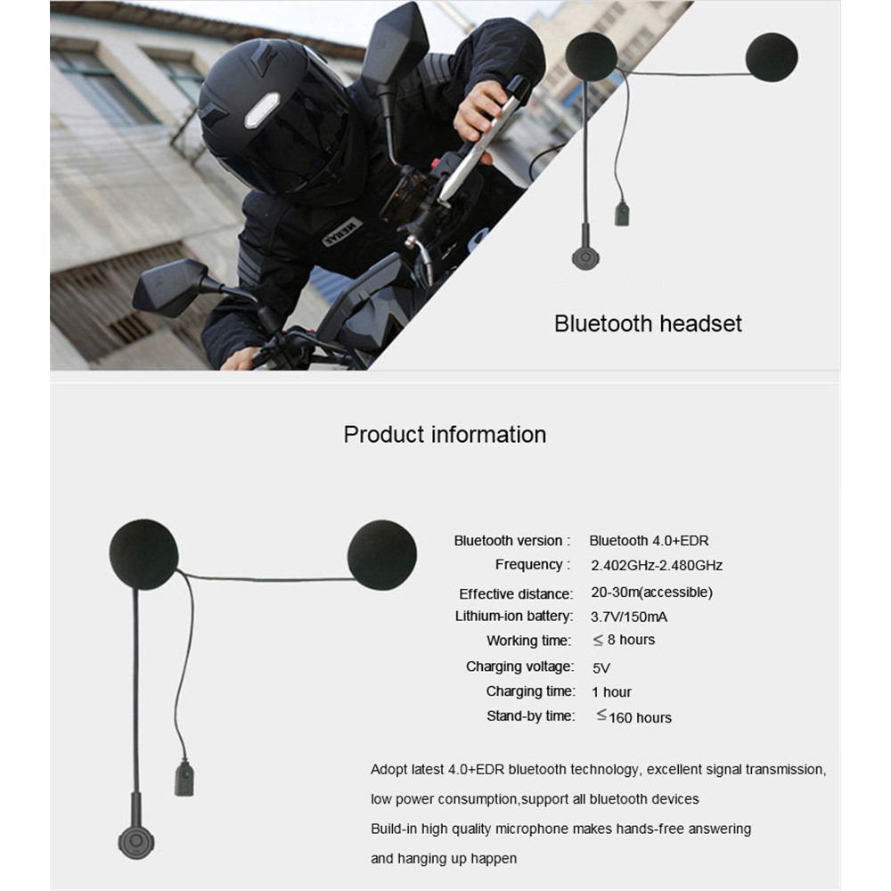 Wireless Bluetooth Headset Motorcycle Helmet Handsfree Headphone-6