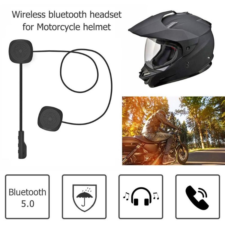 MH04 Wireless Bluetooth 5.0 Motorcycle Helmet Headset Stereo Headphone with Handsfree Microphone - Black-6