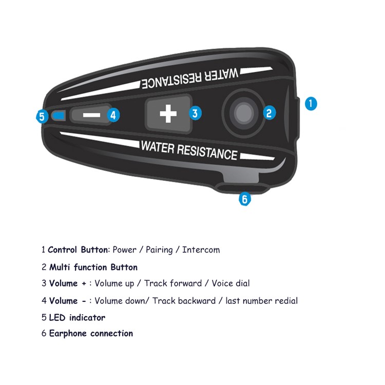 D2 500m Bluetooth Motorbike Helmet Intercom FM Radio GPS Bluetooth 3.0 Motorcycle Intercom - Black-12