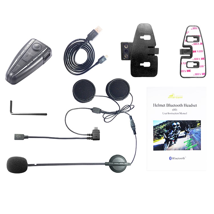 D2 500m Bluetooth Motorbike Helmet Intercom FM Radio GPS Bluetooth 3.0 Motorcycle Intercom - Black-14