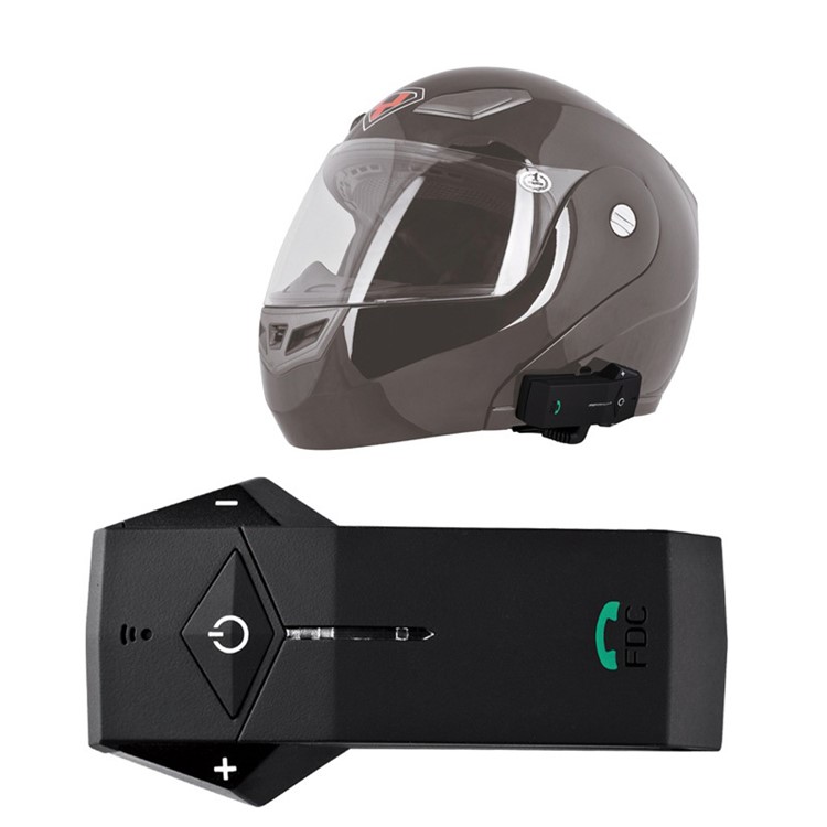 FDC 1000m Motorcycle Motorbike Helmet Bluetooth Intercom Headset Support NFC Tech - Black-1