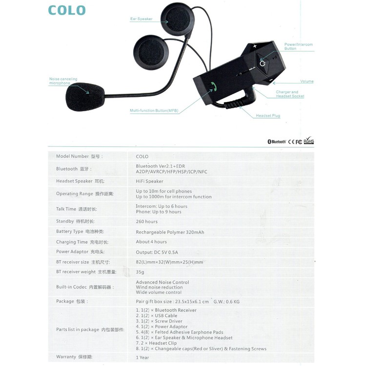 FDC 1000m Motorcycle Motorbike Helmet Bluetooth Intercom Headset Support NFC Tech - Black-25