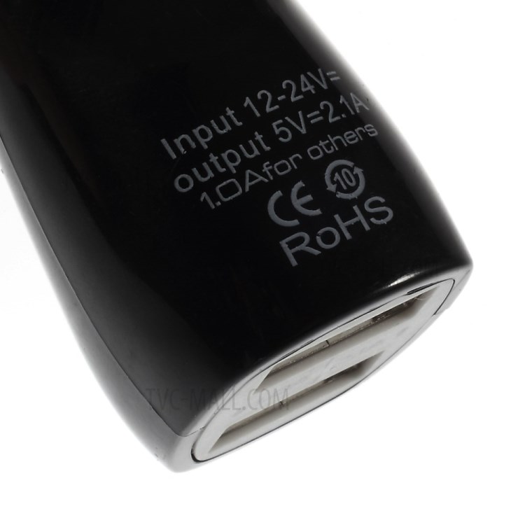 Black PINZUN 2.1A/1A Two USB Mini Car Charger for iPhone iPad Samsung HTC Sony LG Etc Smartphones & Tabs-4