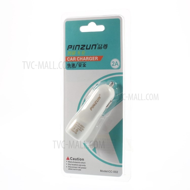 White PINZUN 2.1A/1A Two USB Mini Car Charger for iPhone iPad Samsung HTC Sony LG Etc Smartphones & Tabs-5