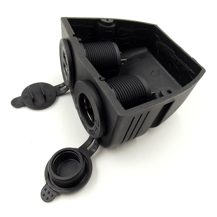 Waterproof 12V Car Motorcycle Dual USB Port Socket Charger with Cigarette Lighter-10