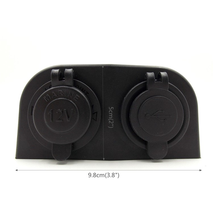 Waterproof 12V Car Motorcycle Dual USB Port Socket Charger with Cigarette Lighter-2