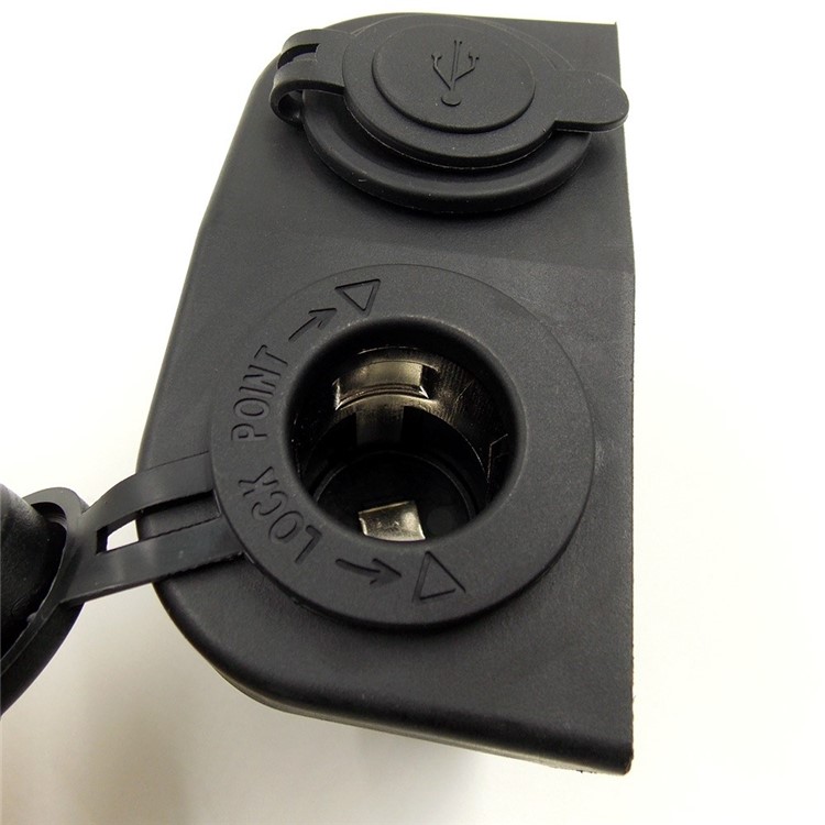 Waterproof 12V Car Motorcycle Dual USB Port Socket Charger with Cigarette Lighter-9